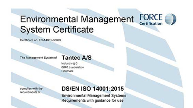 Tantec is now ISO 14001-certified!